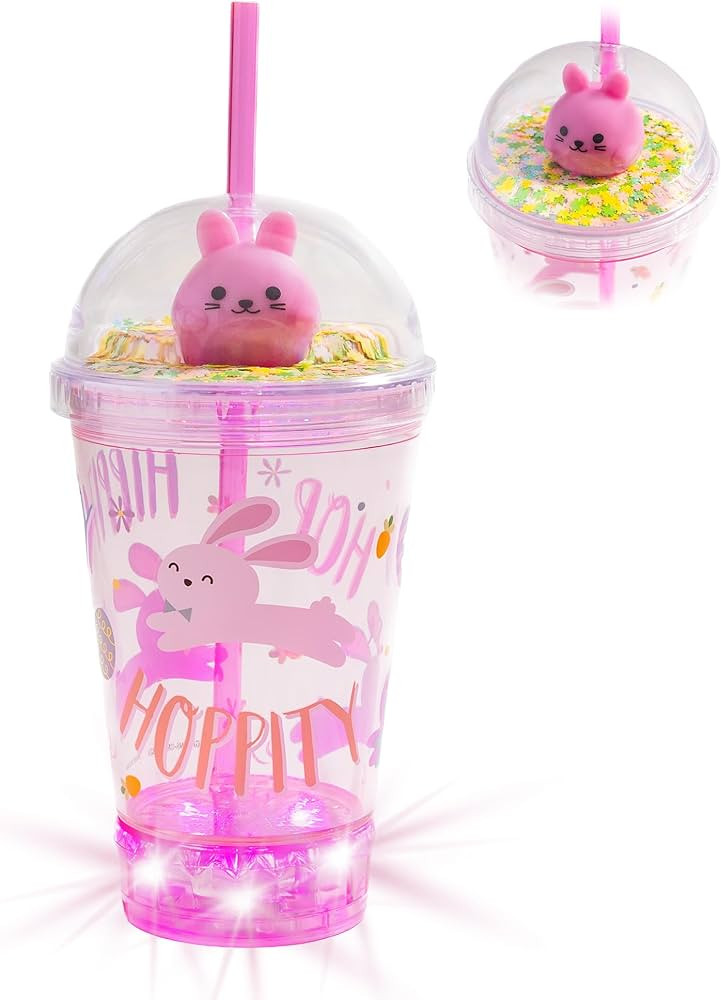 Easter Light-Up Dome Cup – Pink Rabbit, Reusable LED Party Drinkware with Glitter Dome Lid | Amazon (US)