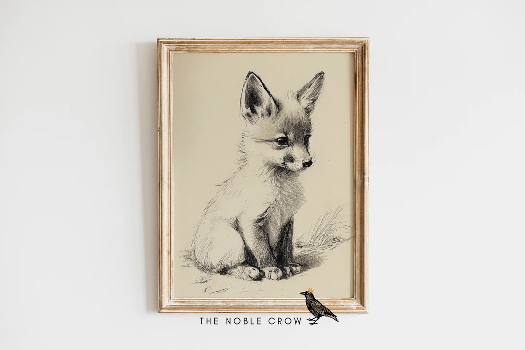 Woodland Baby Fox Animal Print, Nursery Decor, PRINTABLE Art, Nursery Wall Art, Forest Animal Bab... | Etsy (US)