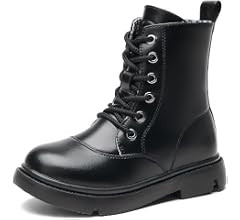 DADAWEN Boys Girls Waterproof Lace Up Glitter Mid Calf Combat Boots With Side Zipper for Toddler/... | Amazon (US)