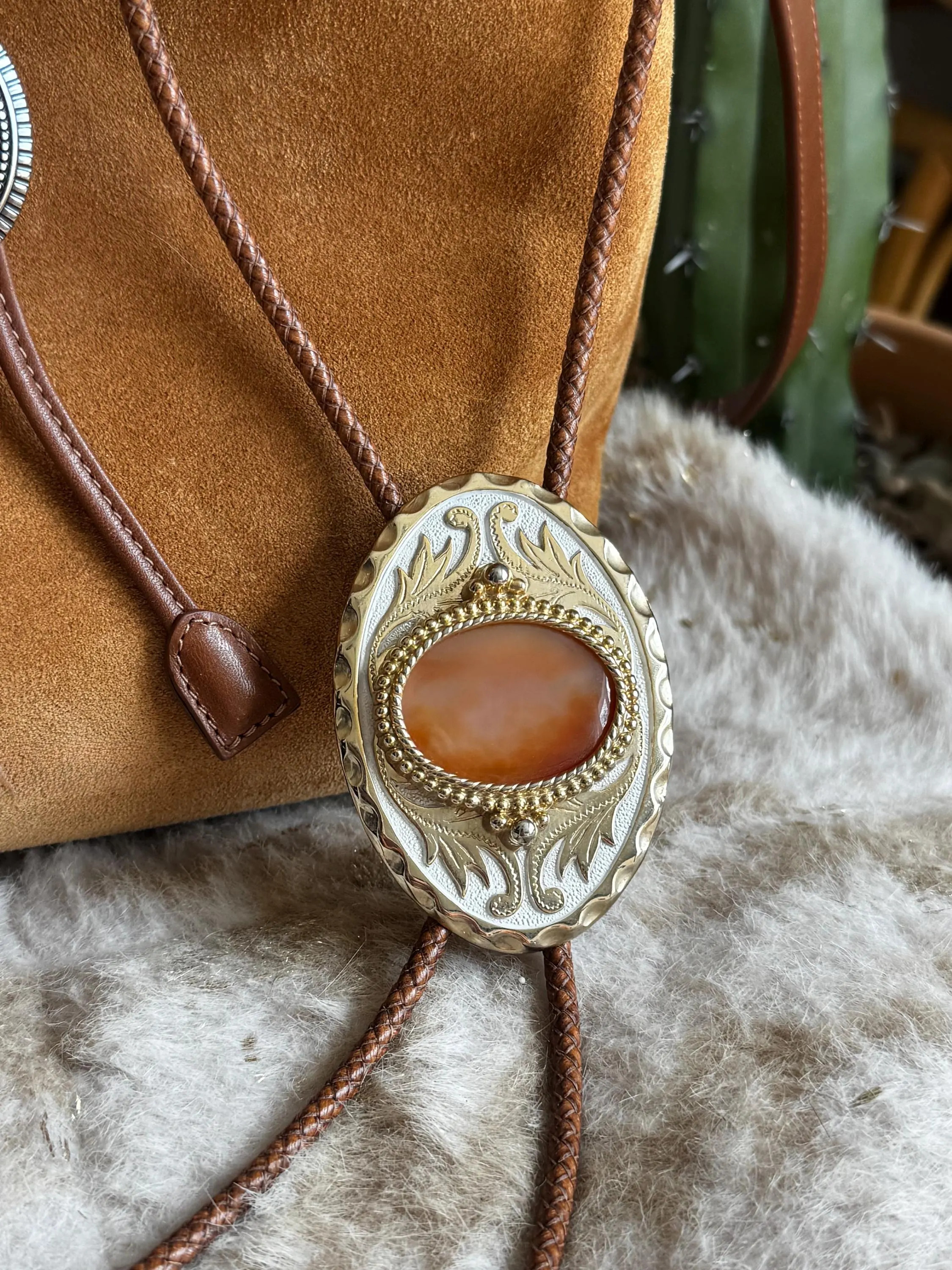 Vintage Gold & White Filigree Belt Buckle with Orange Translucent Stone Bolo Tie | Handmade Jewelry, Southwestern Accessory | Etsy (Global)