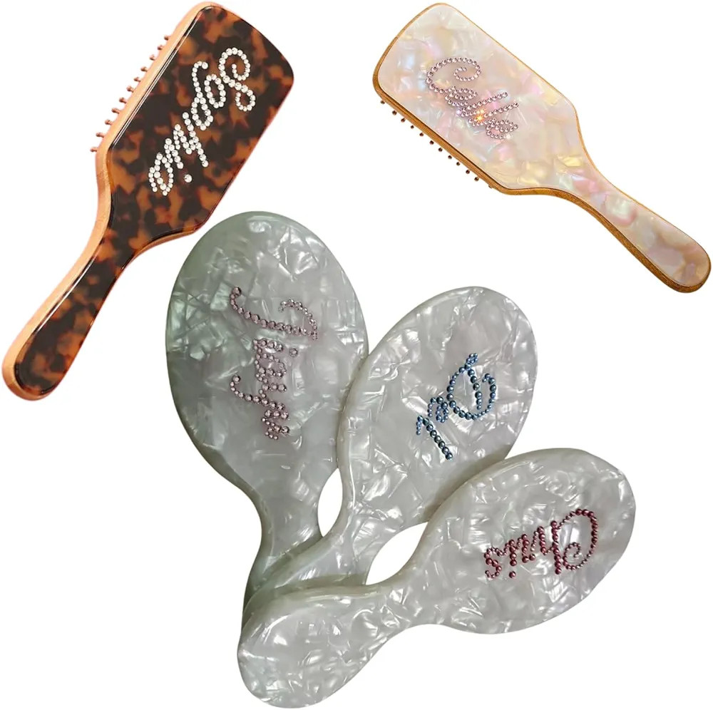 Personalized Name Hair Brush Customizable Name Hair Comb with Rhinestones Ideal Gift for Girlfrie... | Amazon (US)