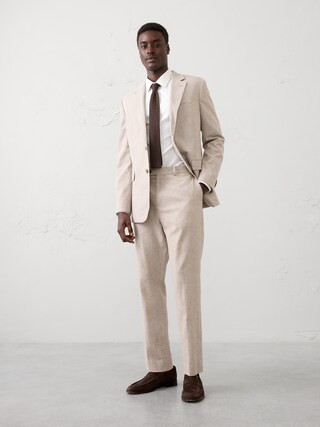 Tailored-Fit Linen-Blend Glen Plaid Suit Trouser | Banana Republic Factory