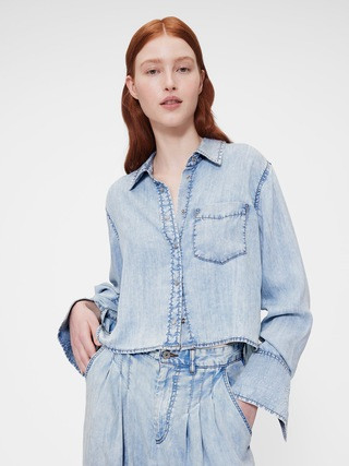 GapStudio Draped Denim Crop Shirt | Gap (US)