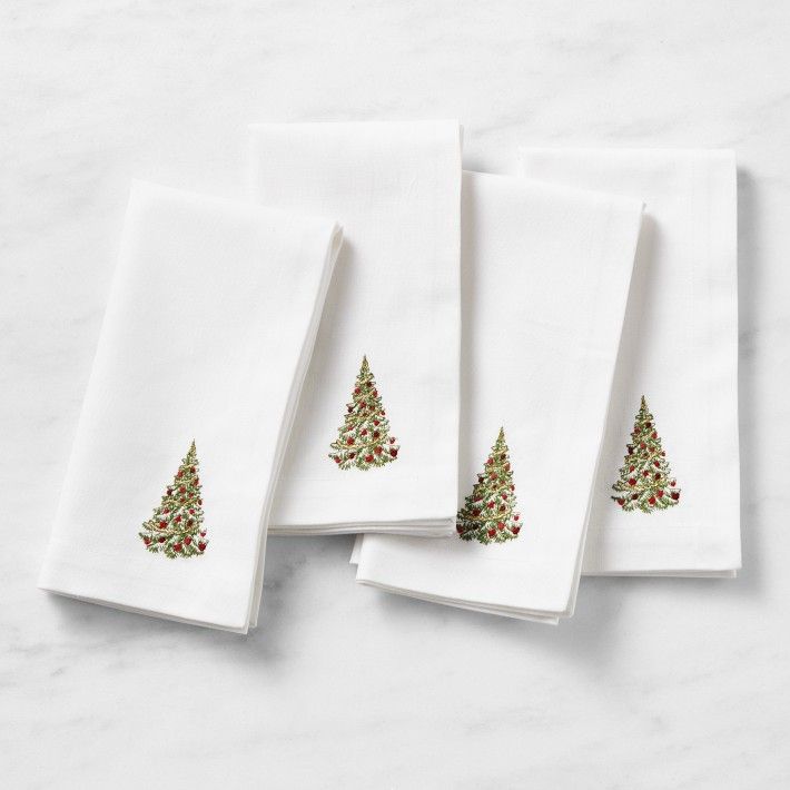 Embroidered Holiday Napkins, Set of 4 | Williams-Sonoma