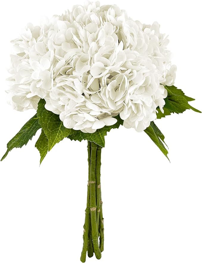 21In White Artificial Hydrangea Flowers 5 Pcs Fake Hydrangea Silk Flowers for Wedding Centerpiece... | Amazon (US)