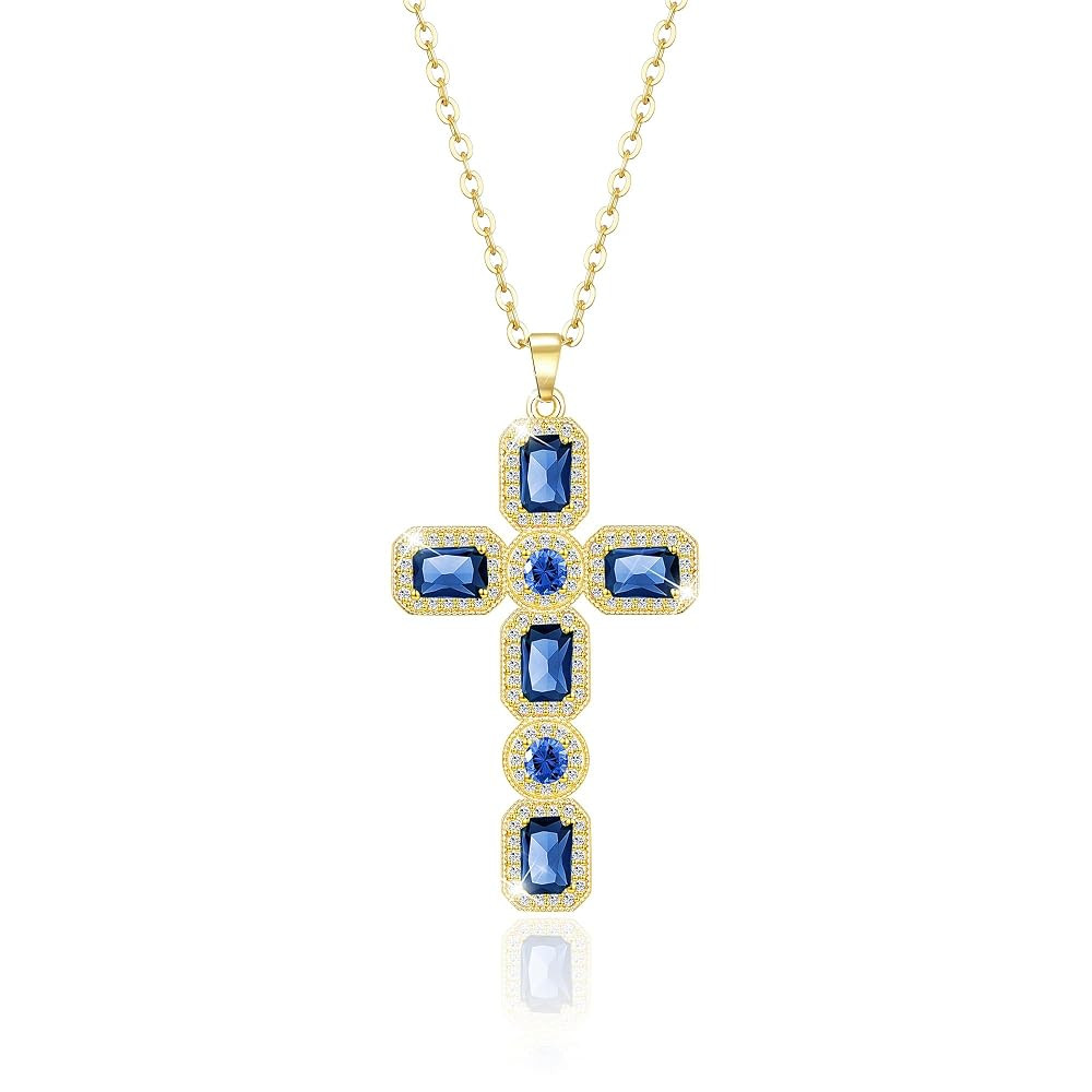 Linawe Cross Necklace for Women, Gold/Silver Jewelry Cross Charm Chain Necklaces, Moissanite Crys... | Amazon (US)