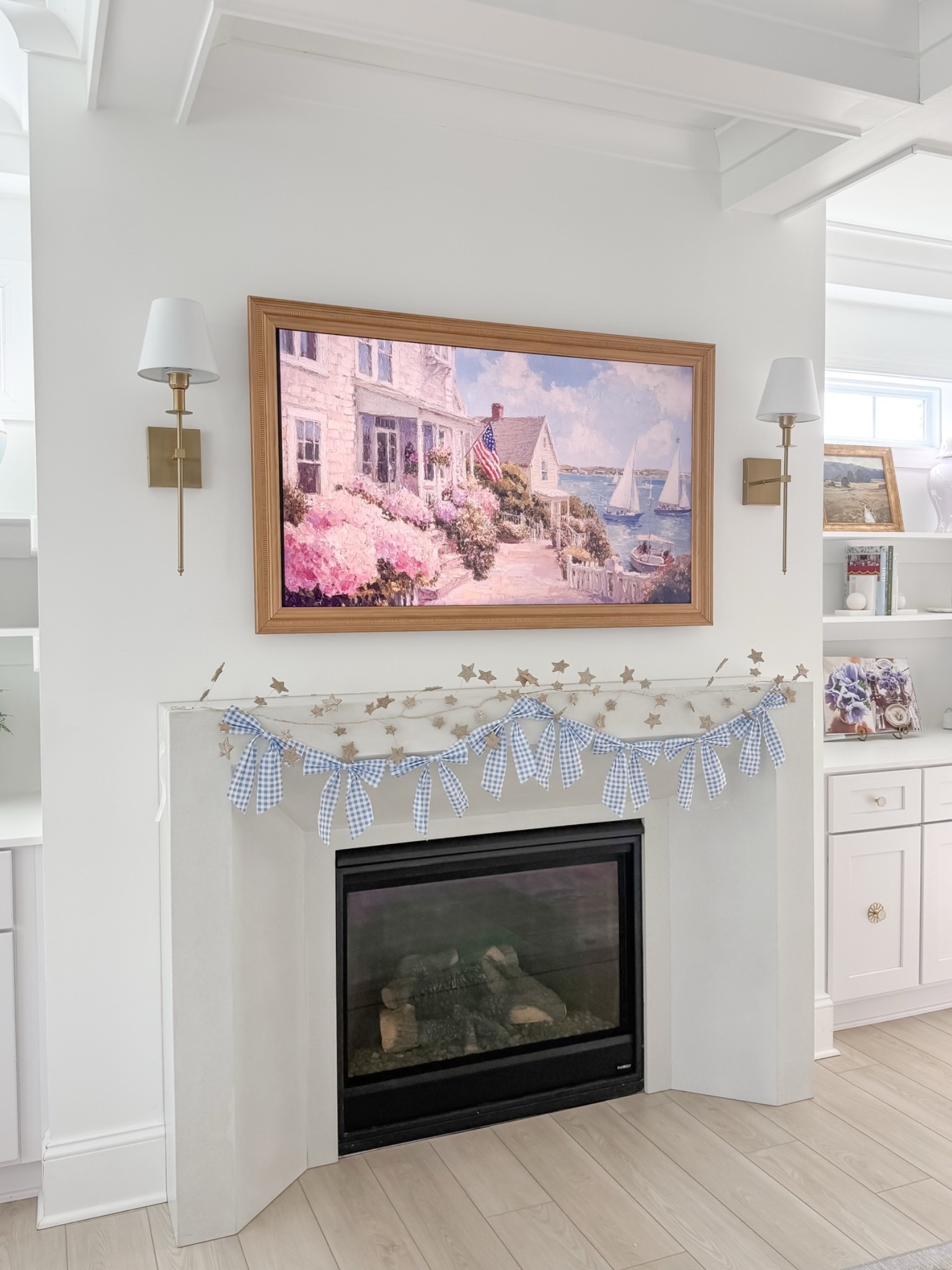 this lil garland is making me so happy! 🇺🇸
July 4th decor
Grandmillenial
Blue gingham bow garland
Amazon home decor
Walmart my texas house
Frame tv art

#LTKHome #LTKmorningroutine #LTKdayinmylife