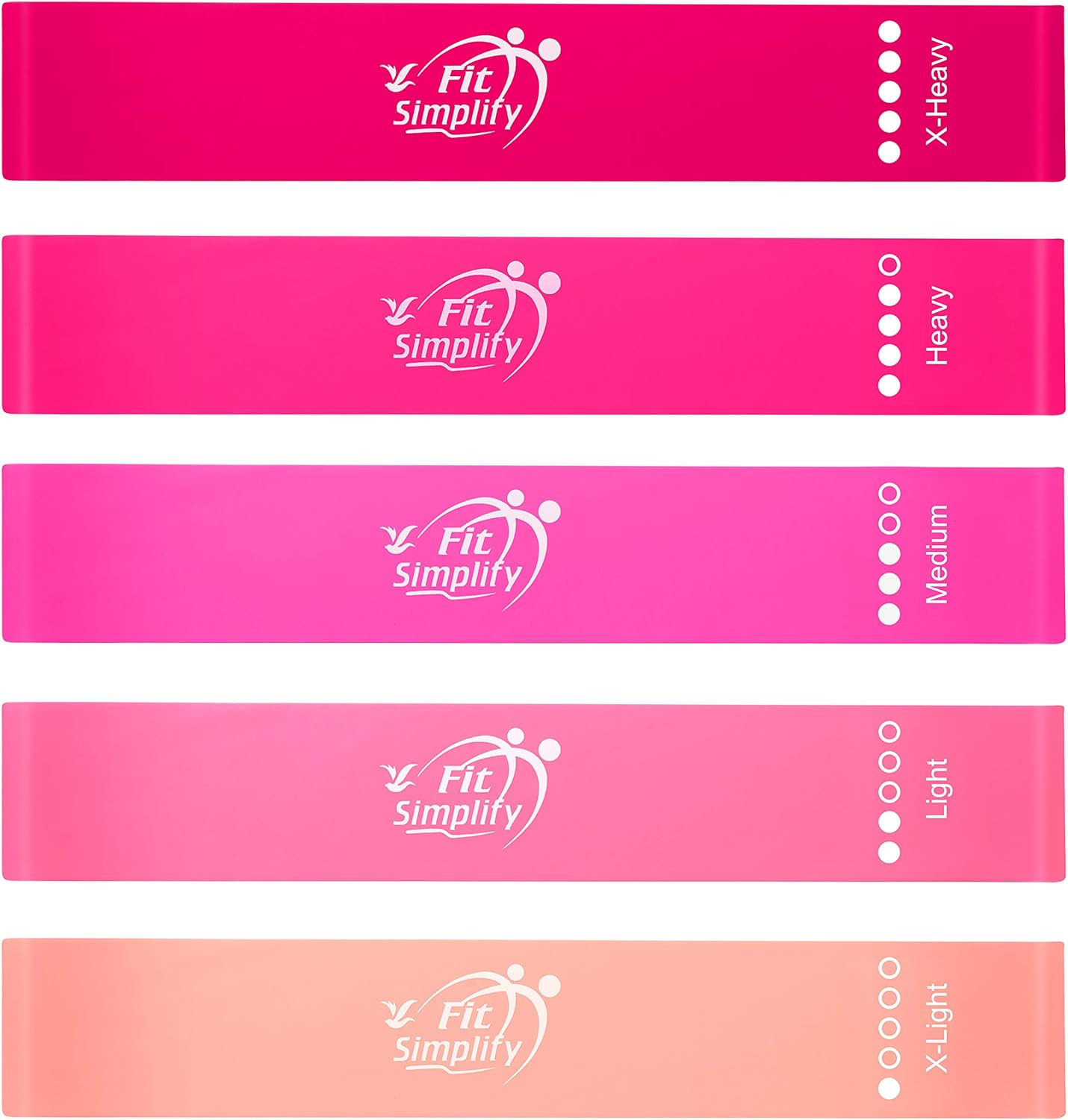 Fit Simplify Resistance Loop Exercise Bands with Instruction Guide and Carry Bag, Set of 5 | Amazon (US)