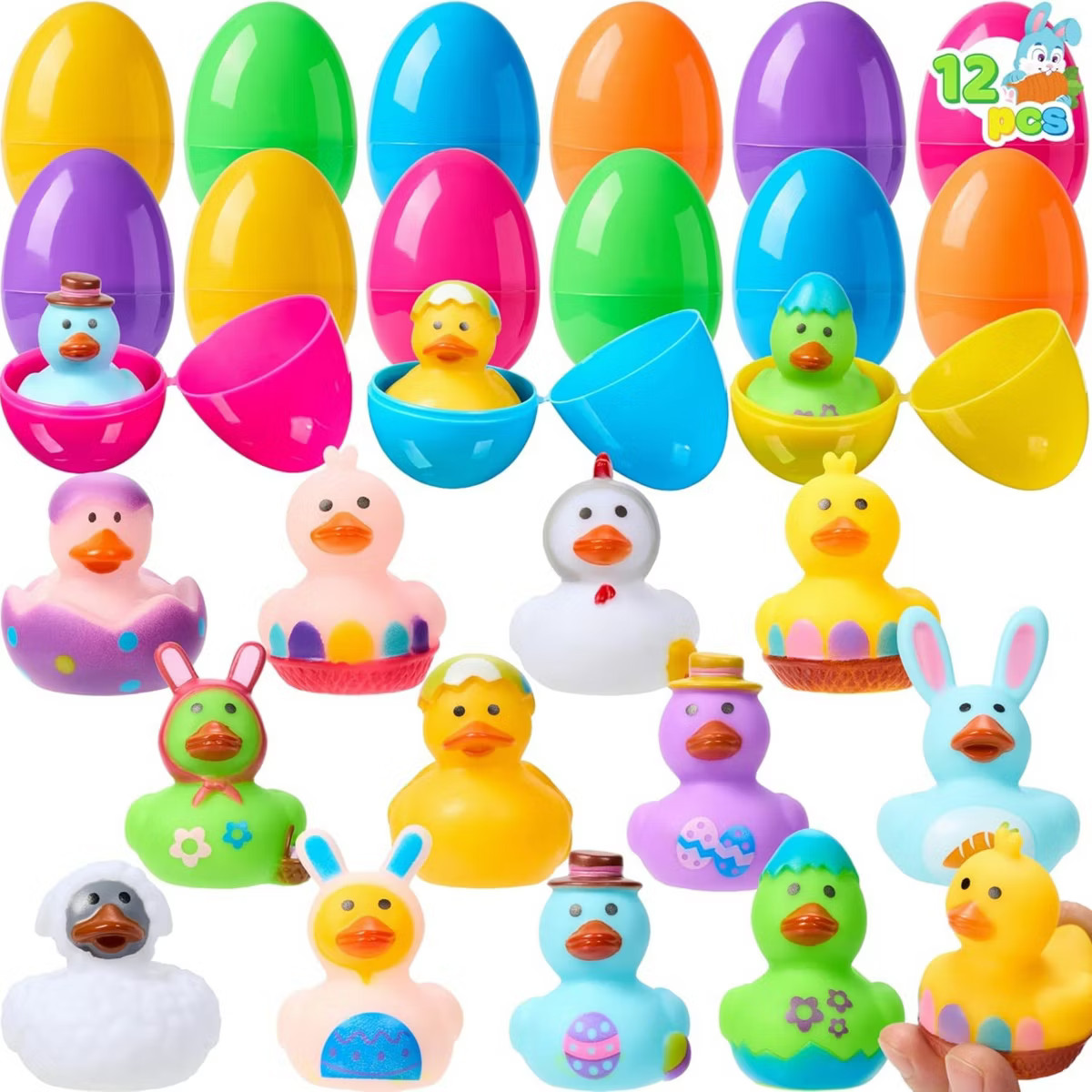 Joyfy Prefilled Easter Eggs with Rubber Ducks, Easter Basket Stuffers for Kids Easter Party Favor... | Target