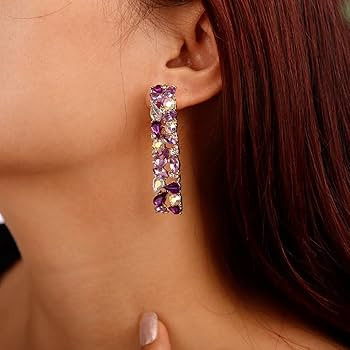 Denifery Square Dangle Earrings Sparkly Crystal Geometric Drop Statement Earrings Rhinestone Stud... | Amazon (US)