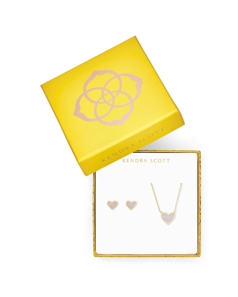 Ari Heart Necklace & Earrings Gift Set in Amethyst | Kendra Scott