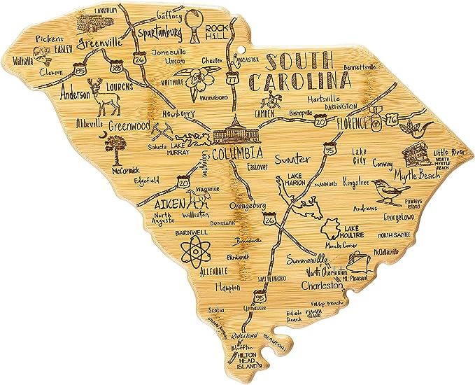 Totally Bamboo Destination South Carolina State Shaped Serving and Cutting Board, Includes Hang T... | Amazon (US)