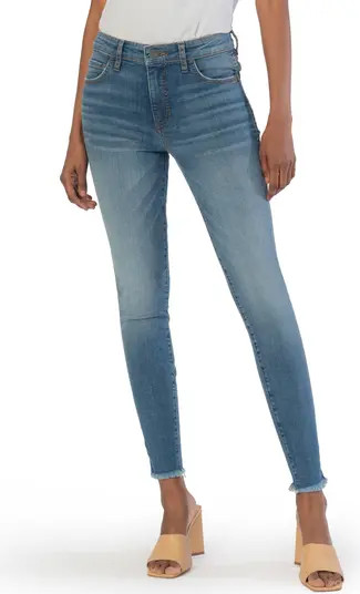 Donna Fab Ab High Waist Frayed Ankle Skinny Jeans | Nordstrom