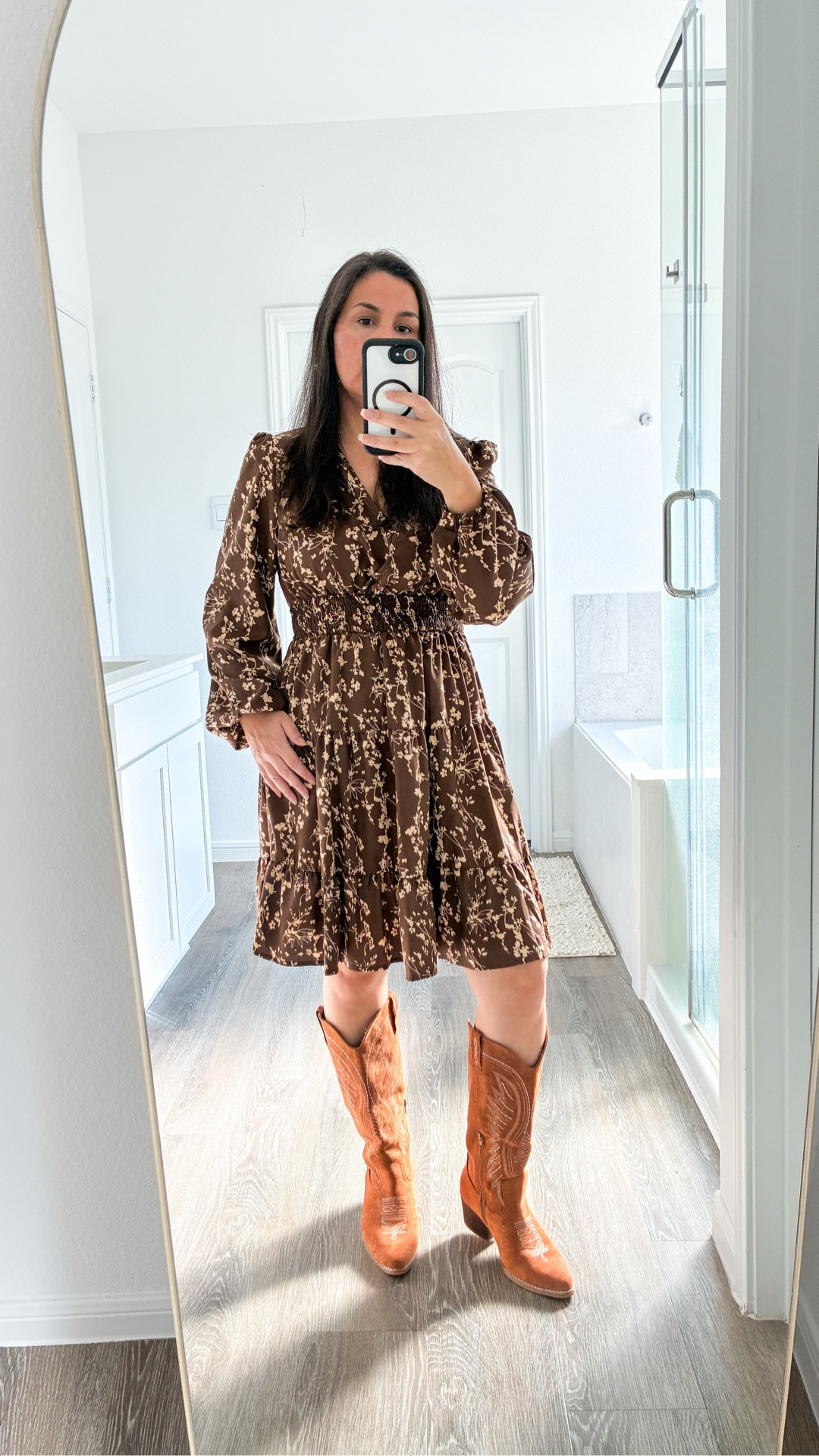 Thanksgiving outfit idea. This flowy dress will feel better than a pair of jeans digging into your full stomach. 😁 

#LTKHoliday #LTKSeasonal #LTKPetite