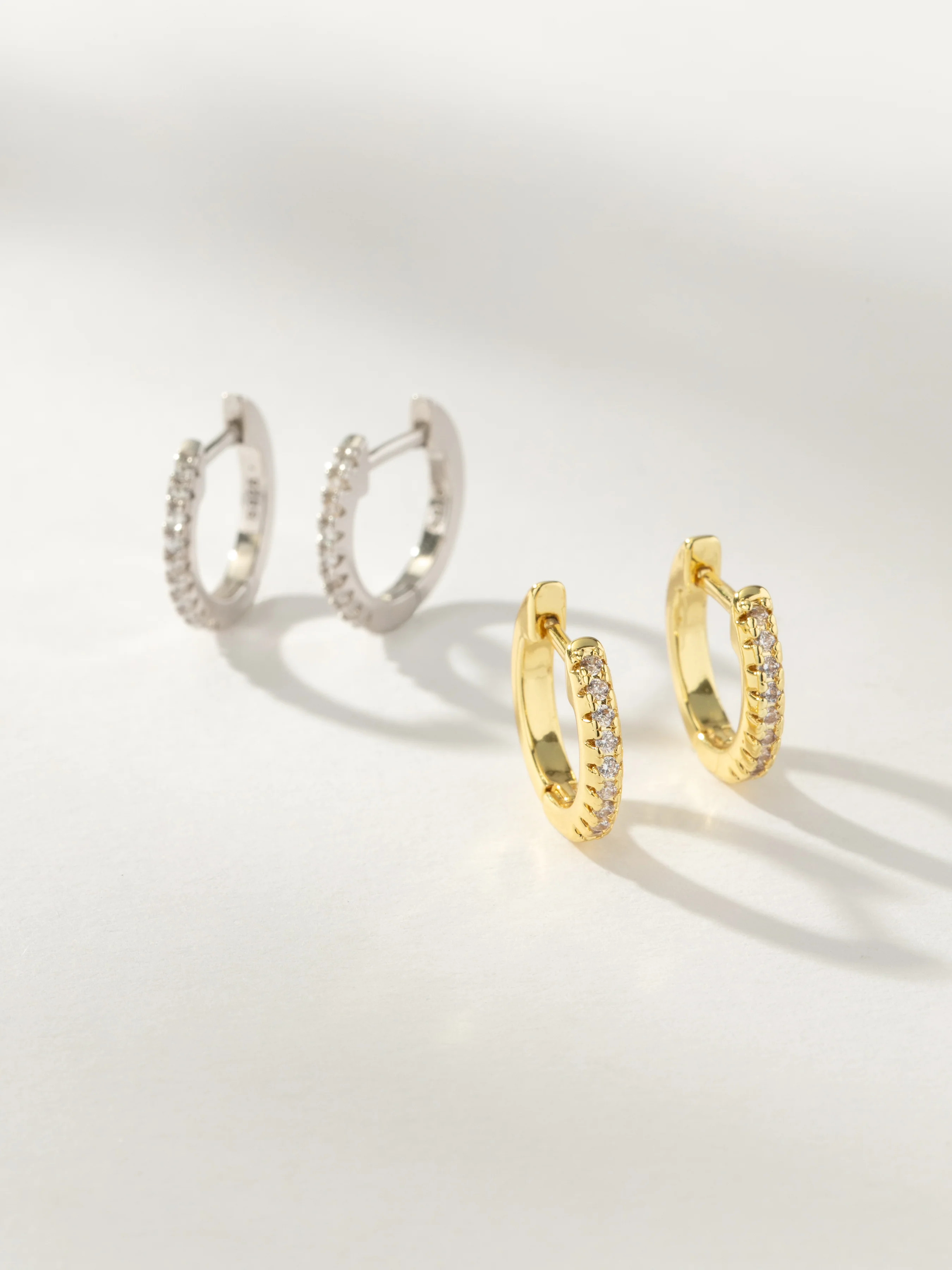 Gold Tiny Pavé Huggie Earrings | Small Gold Hoops | Uncommon James | Uncommon James