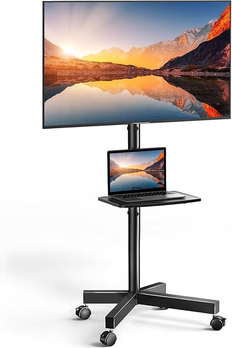 PERLESMITH Rolling TV Stand on Wheels for 23-60 Inch Flat Curved Screen TVs, Mobile TV Cart Holds... | Amazon (US)