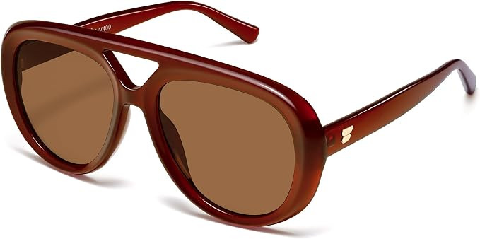 VANLINKER Oversized Trendy Polarized Aviator Sunglasses for Women Men Retro Vintage 70s Round Sun... | Amazon (US)
