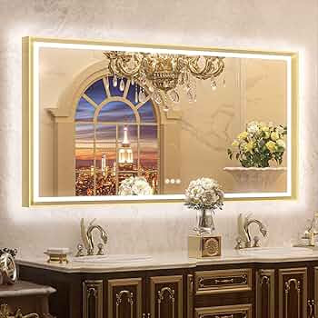 TETOTE 72x36 LED Bathroom Mirror with Lights Gold Metal Framed Front & Back Light Vanity Mirror B... | Amazon (US)