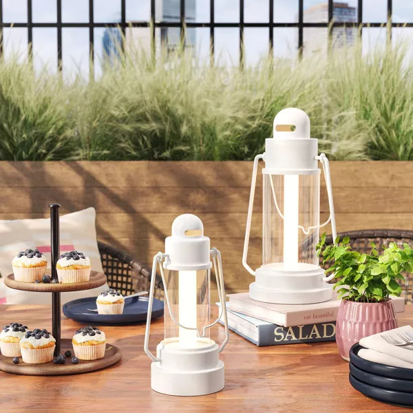 Metal Classic Battery LED Pillar Candle Outdoor Lantern White - Threshold™ | Target