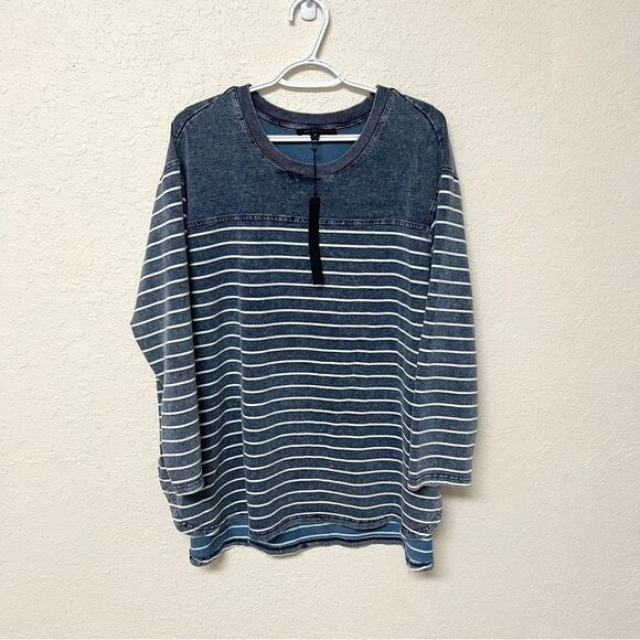 Denim & Co. Striped Blue Sweater | Poshmark