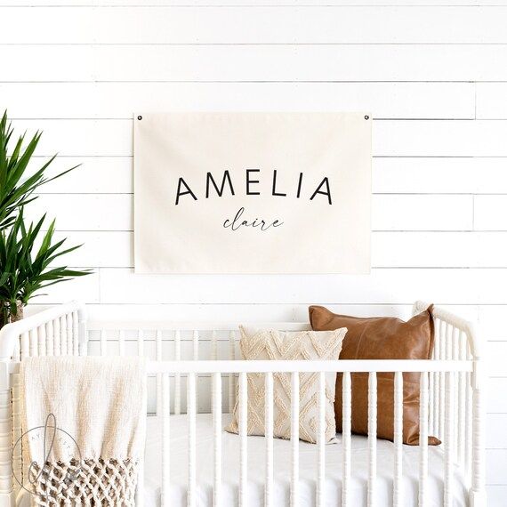 Baby name flag | canvas flag | nursery name sign | custom name banner | boho nursery decor | D7 | Etsy (US)