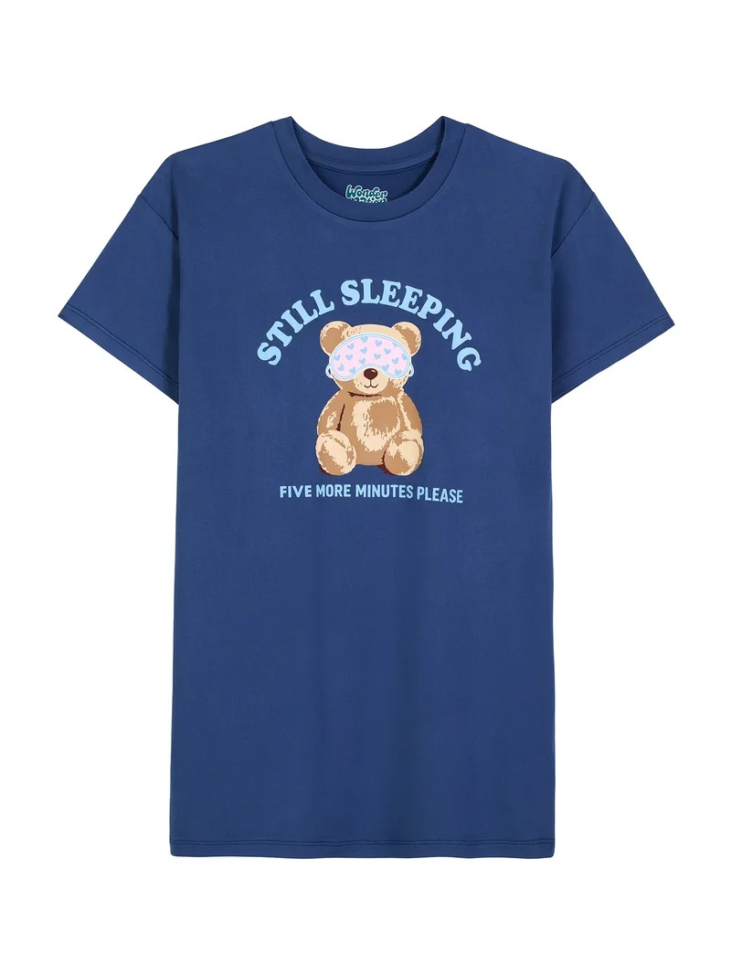 Wonder Nation Girls Short Sleeve Sleep Gown, One-Piece, Sizes 4-18 | Walmart (US)