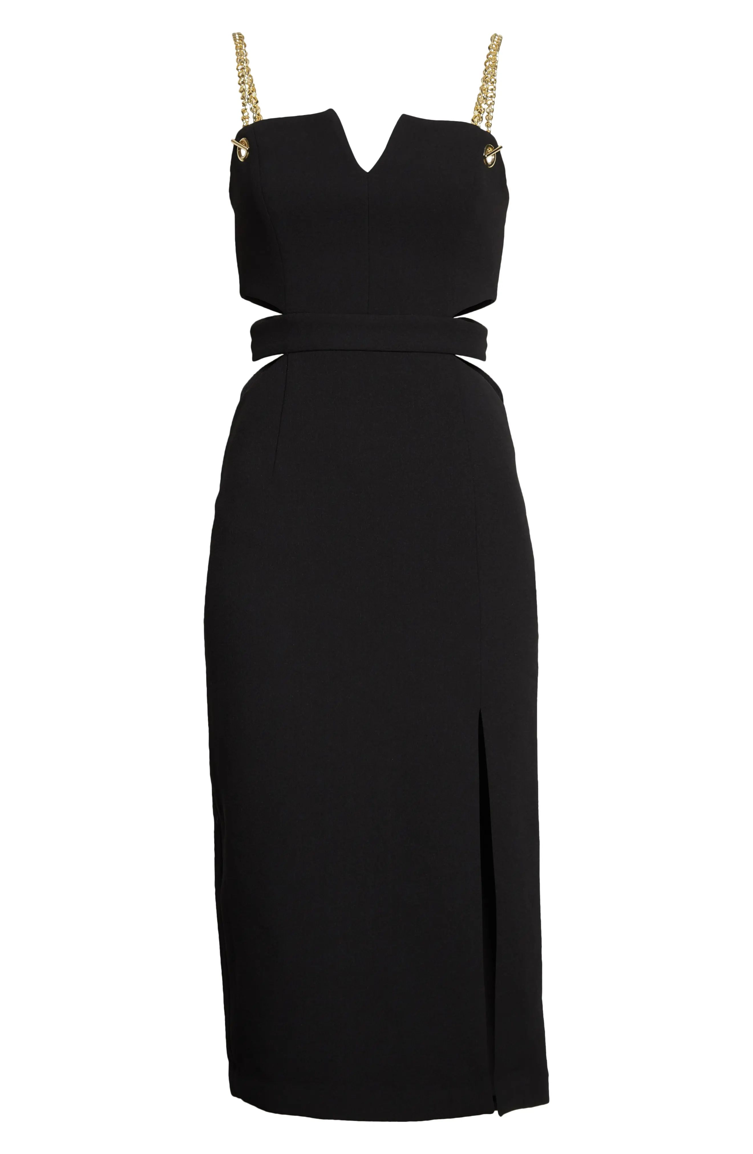 REBECCA VALLANCE Iman Cutout Chain Strap Dress in Black at Nordstrom, Size 2 Us | Nordstrom