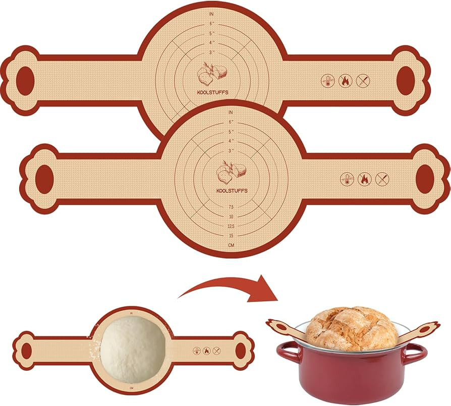 Silicone Bread Sling，2 Pack Non-Stick & Easy to Clean Reusable Bread Sling for Dutch Oven with ... | Amazon (US)