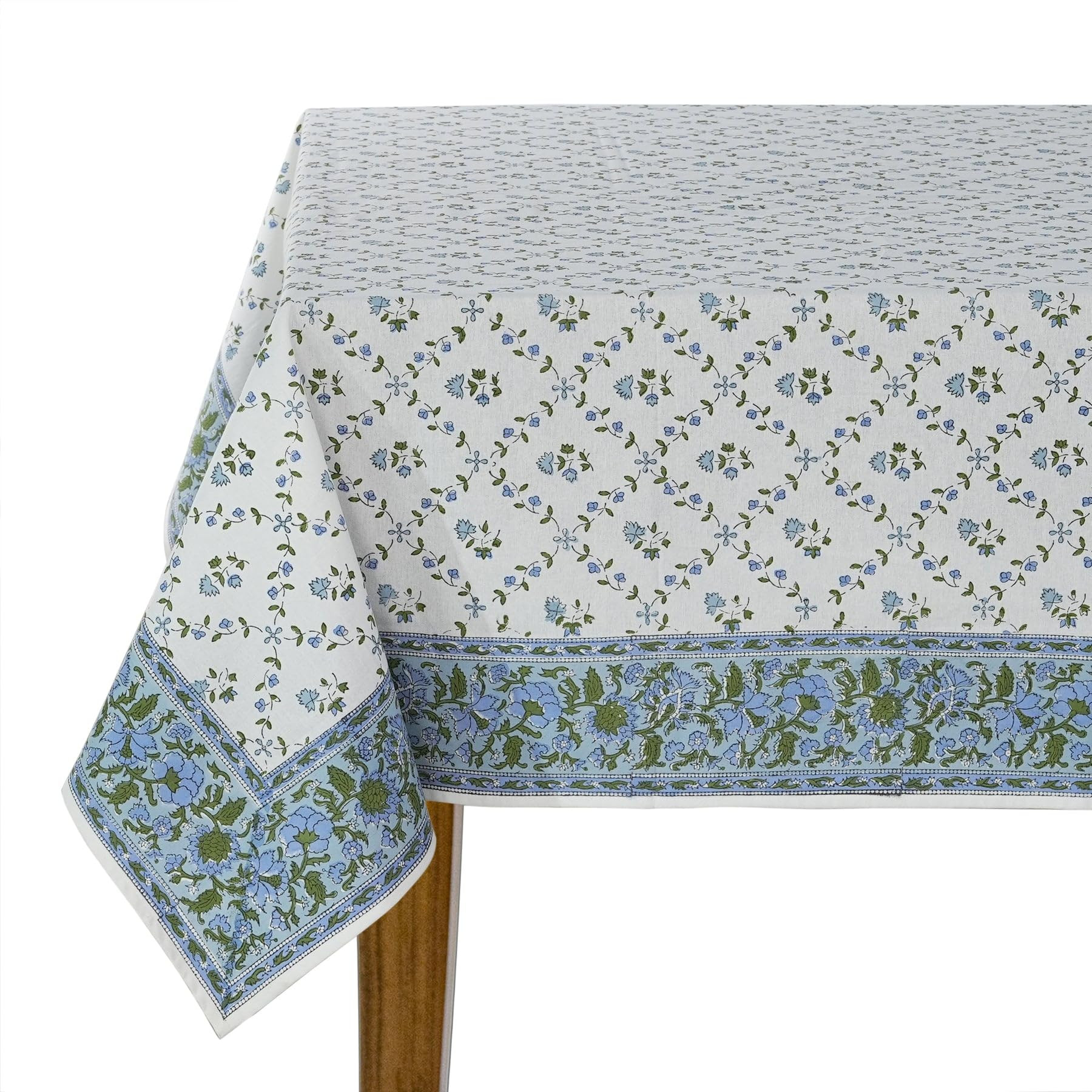 Ridhi Blue Block Print Table Cloths 100% Cotton 60 Inch x 60 Inch Decorative Washable Rectangle T... | Amazon (US)