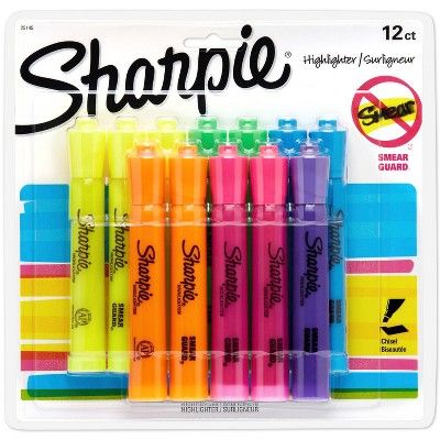 Sharpie 12pk Highlighters Smear Guard Chisel Tip Multicolored | Target