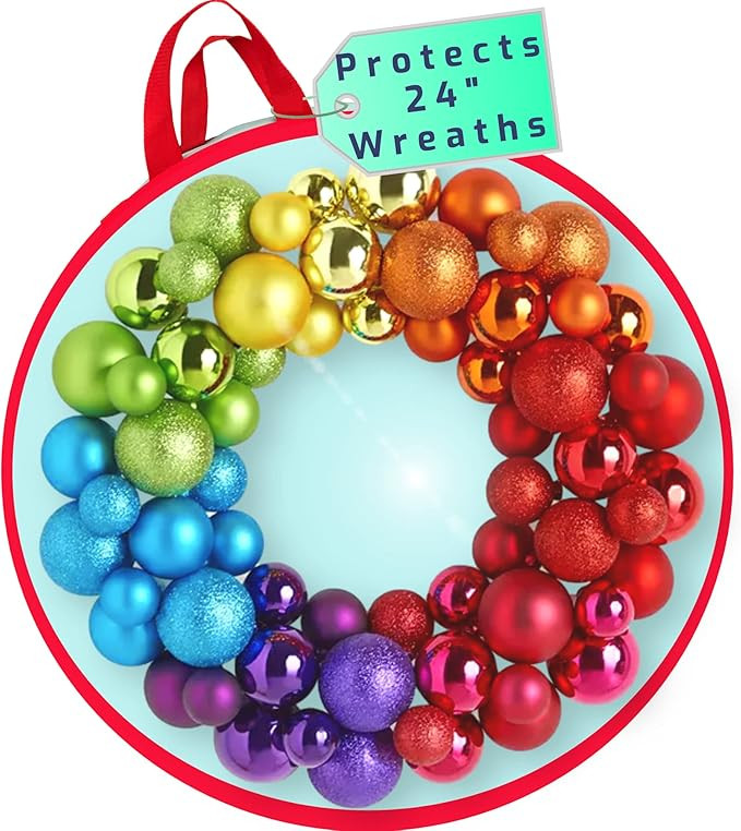 Christmas Wreath Storage Container - Water Resistant Holder with Clear Plastic Front for 24 Inch ... | Amazon (US)