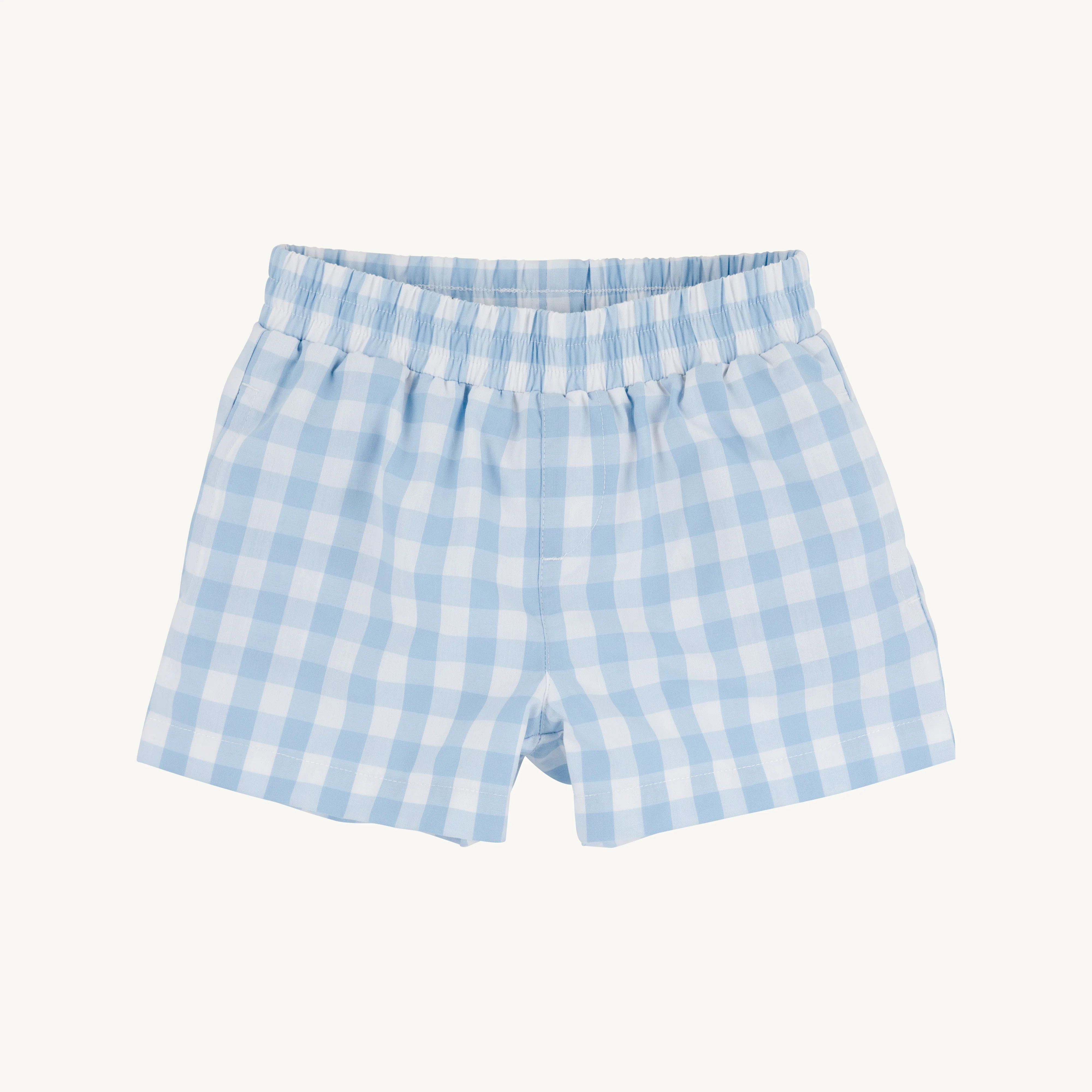 Sheffield Shorts Boys - Barrington Blue Check with Embroidered Stork | The Beaufort Bonnet Company
