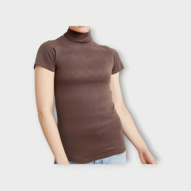 Ladies Fashion Pattern High Neck Stretchy Shirt,  Ladies Work Shirt, Going Out Shirt | SHEIN