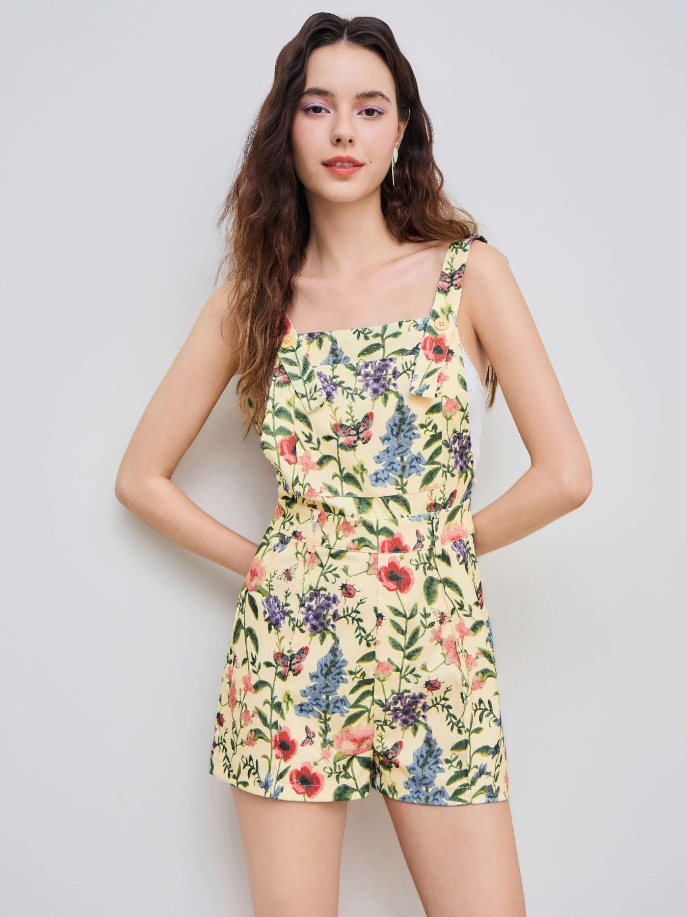 Corduroy Floral Button Romper | Cider