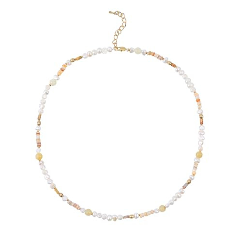 Bohemian Pearl Beaded Choker Necklace for Women Irregular Chip Natural Stone Shell Beads Necklace Handmade Gemstone Ocean Statement Necklace Y2K Boho Summer Beach Vacation Jewelry Gift for Teen Girls | Amazon (US)