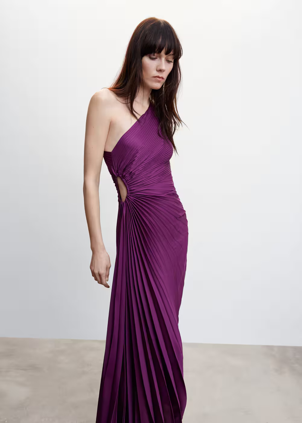 Asymmetrical pleated dress -  Women | Mango USA | MANGO (US)