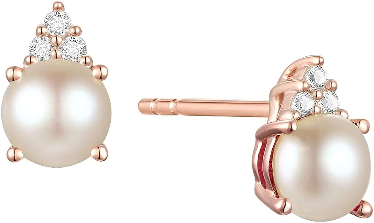 Tirafina Diamonds and Genuine Gemstone Stud Earrings, 3 Natural Round Shaped Diamonds Set Above a... | Amazon (US)