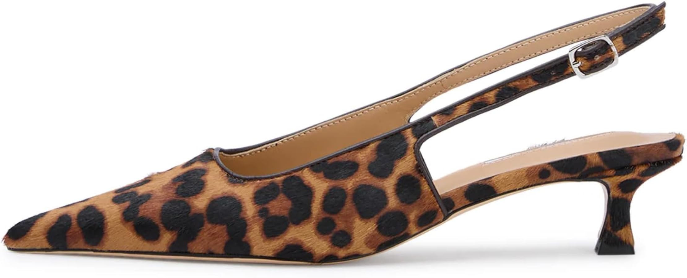 keleimusi Leopard Print Slingback Heels Pointed Toe Kitten Heels Backless Slip On Slingback Dress... | Amazon (US)