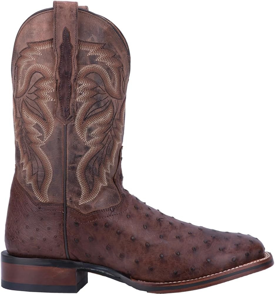 Dan Post Mens Alamosa Ostrich Embroidered Square Toe Dress Boots Mid Calf - Brown | Amazon (US)