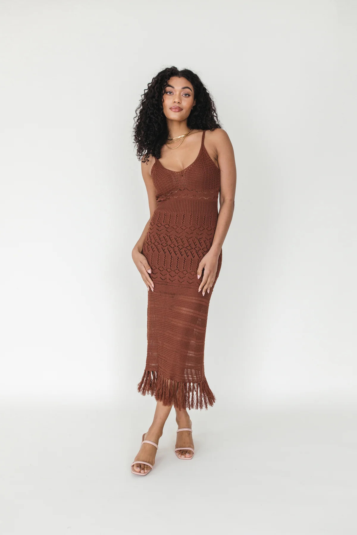 Celeste Brown Crochet Midi- FINAL SALE | The Post
