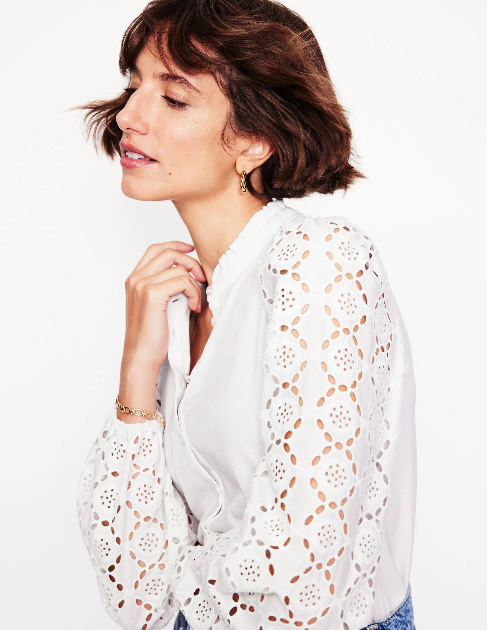 Eden Broderie Blouse-White | Boden (US)