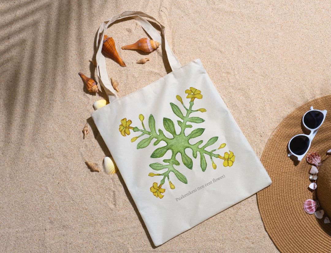 Hawaiian Flower Tote Bag, Puakenikeni Flower Hawaiian Quilt , Hawaiian Lei Pattern, Puakenikeni P... | Etsy (US)