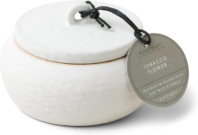 Paddywax Cali Soy Wax Scented Candle, 10-Ounce Ceramic-Jar Candle Holder, Tobacco Flower | Amazon (US)