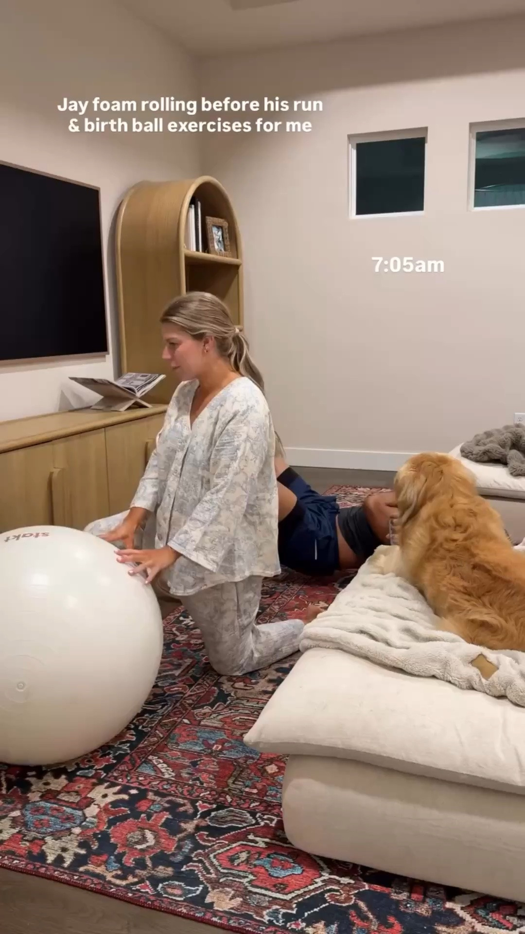 My pajamas and pregnancy ball!