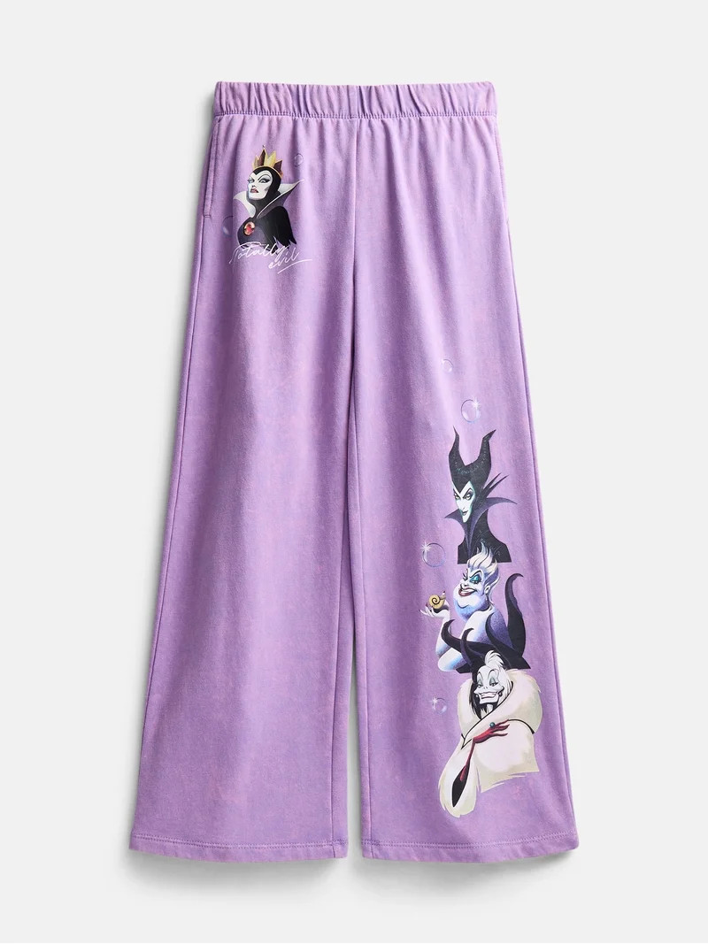 Disney Villains Girls Fleece Halloween Graphic Wide Leg Sweatpants, Sizes 4-16 | Walmart (US)