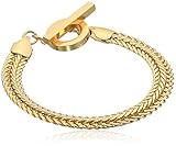 Anne Klein Classics Goldtone Flat Chain Flex Bracelet, One Size | Amazon (US)