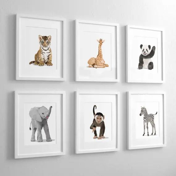 Baby Animal Nursery Art Prints,  modern minimalist nursery decor, - set of six unframed prints - ... | Etsy (US)