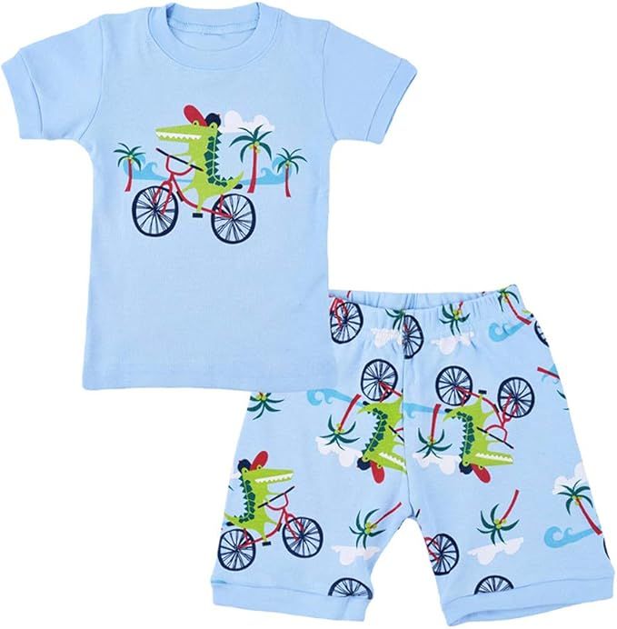 Little Boys Pajamas Short Set for Boy 100% Cotton Toddler Summer Clothes Dinosaur Planet Sleepwea... | Amazon (US)