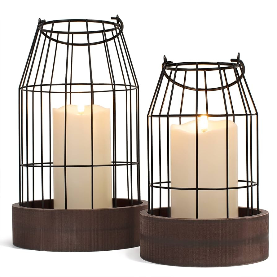 Rustic Farmhouse Lantern Decor - Stylish Decorative Lanterns for Your Living Room, Fireplace Mant... | Amazon (US)