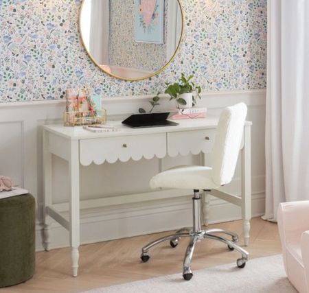 I love the finds in the kids section…. Cute for kids and cute for me :) 

Obsessed with this scalloped home office chair 💗







Home office decor, interior decorating, home furniture, desk and chair, white

#LTKhome